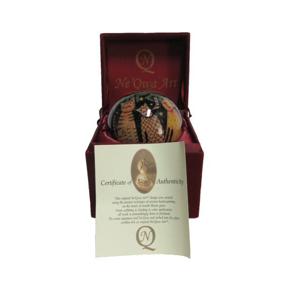 Ne'Qwa Art Christmas Ornament "Christmas Cat" handpainted Artist Susan Winget CO - Picture 5 of 11